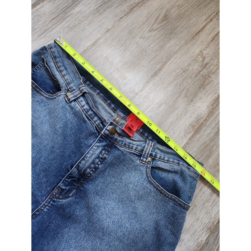 V Cristina High Rise Med Wash Beaded Capri Jeans Boho Petite Womens P12 GUC - Picture 6 of 11